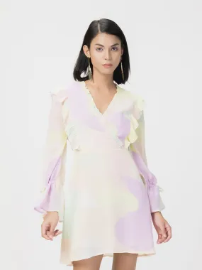 Abstract Mini Dress Yellow