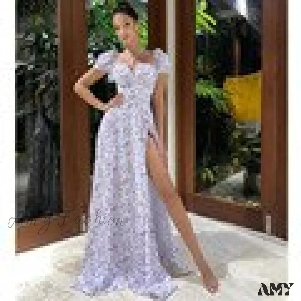 Amy Fashion - Square Collar Casual Beach Ruffles Boho Dress