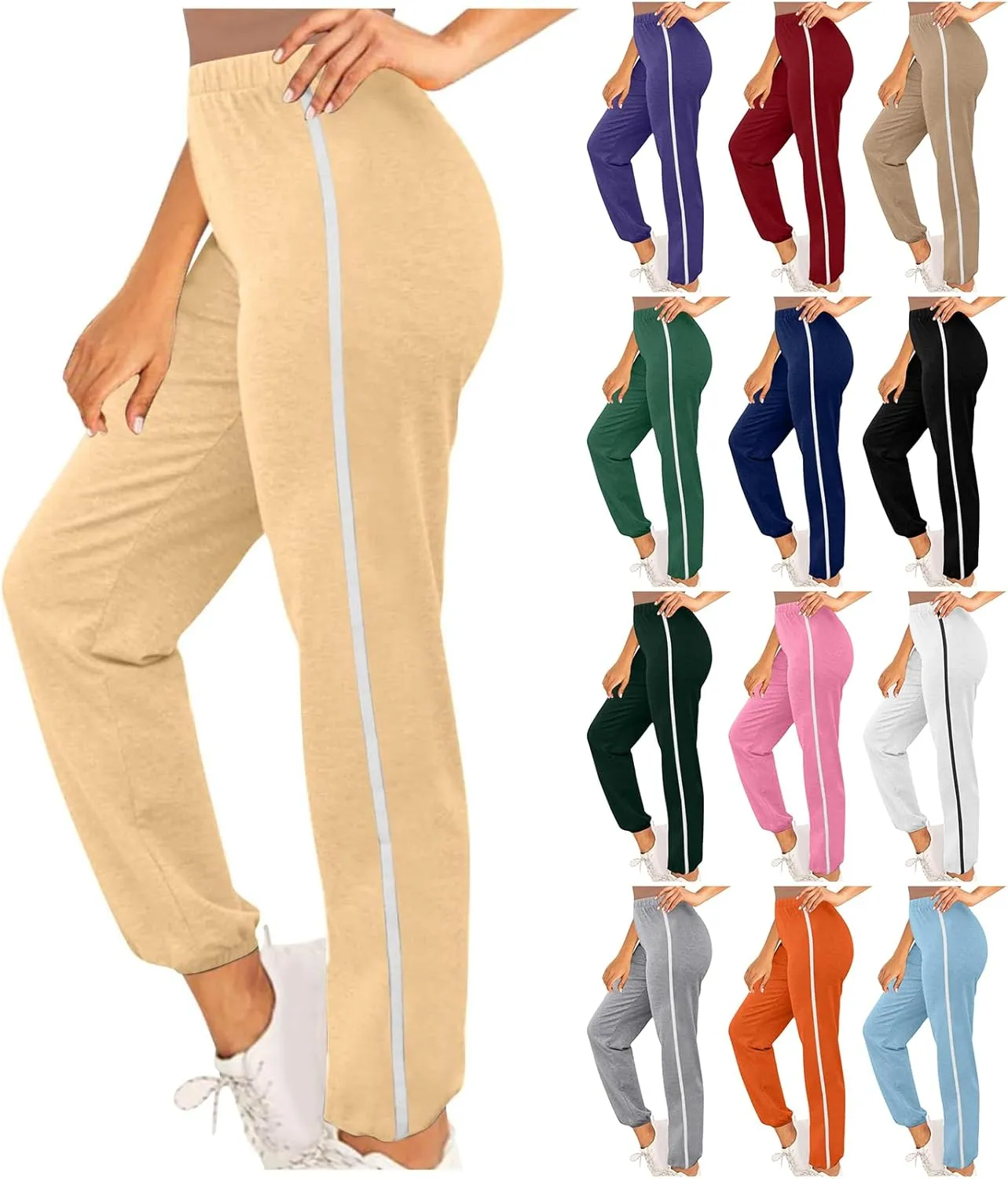 Athletic Pants for Women Cinch Bottom Casual Jogger Sweatpants Lightweight High Waisted Pants Comfy Ankle Pants Trousers