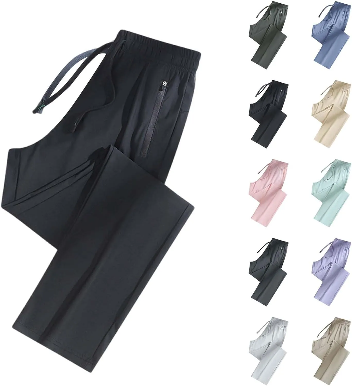 Beeswan Pants for Women Over 50 Comfy Stretch Breathable Casual Pant Quick Dry Elastic Waist Trousers with Pockets
