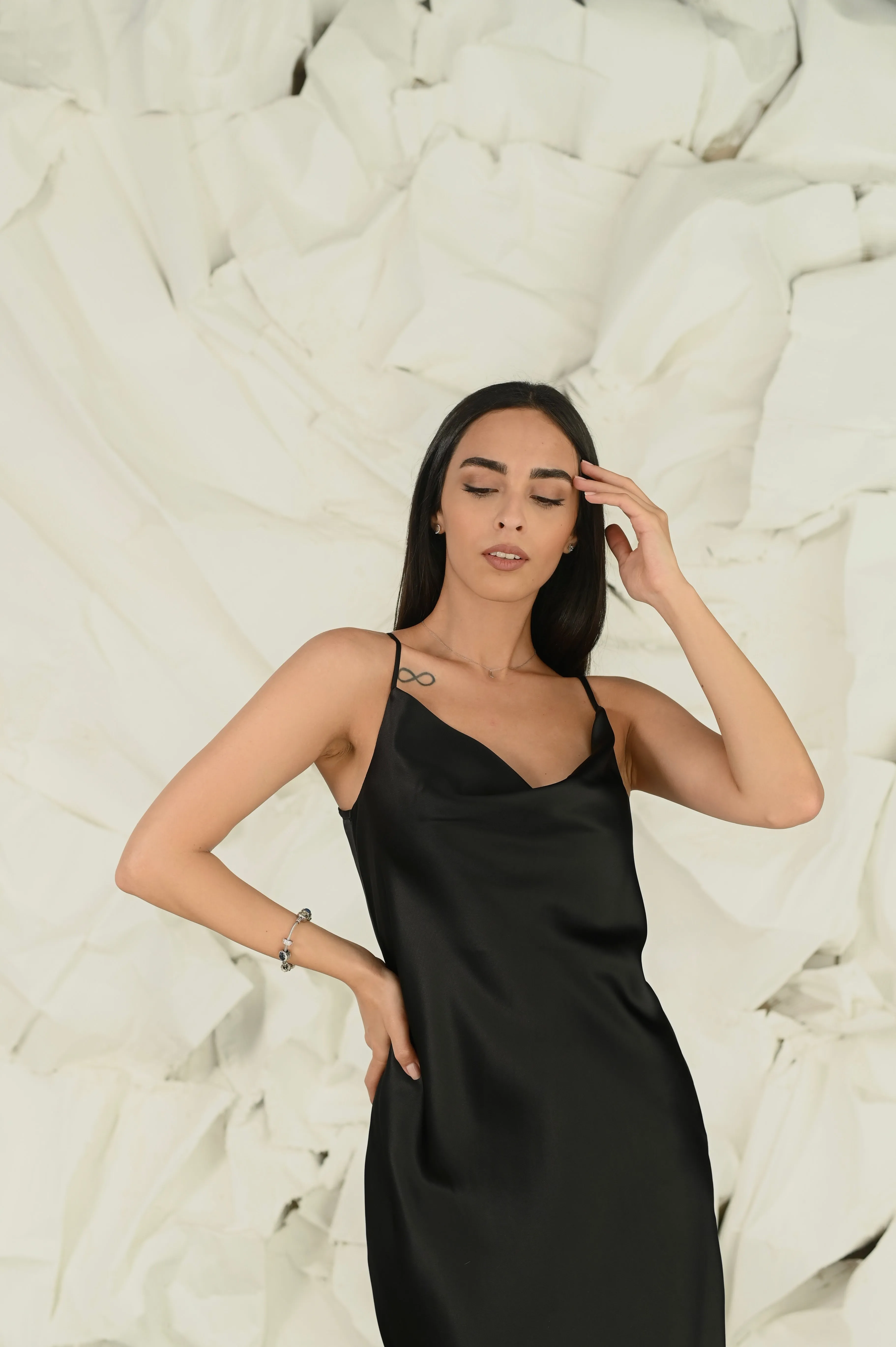 BLACK SILKY ELEGANT DRESS #249