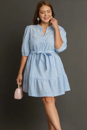 Blue & White Stripe Cotton Dress