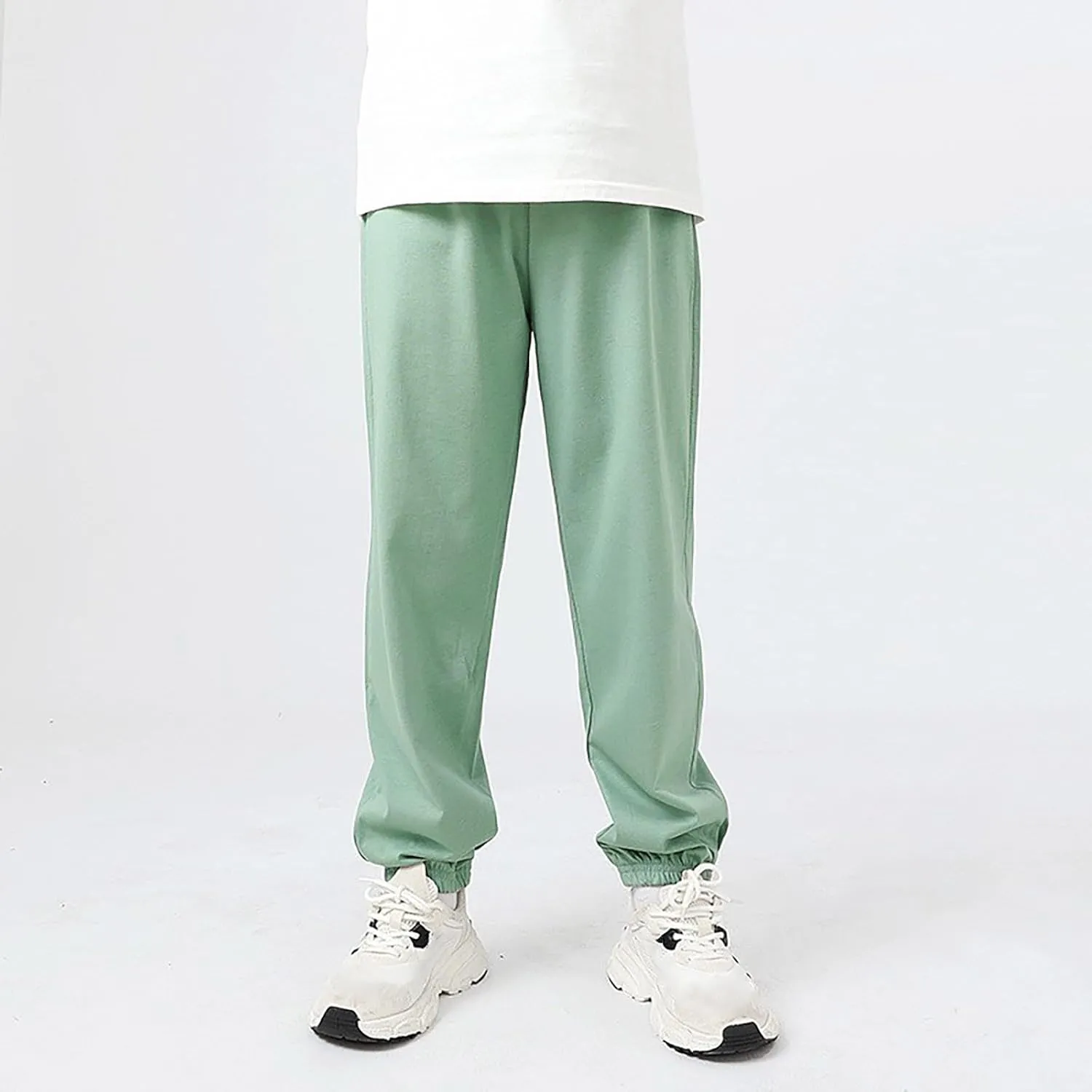 Boys Girls Casual Sweatpants Athletic Joggers Solid Color Cotton Sport Active Pant Kids Breathable Track Pants Clothes