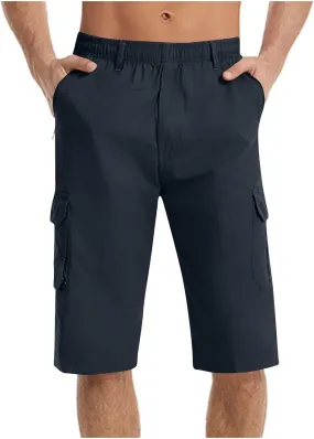 Cargo Jogging Shorts for Men Elastic Waistband SweatShorts Breathable Workout Gym Running Athletic with Zip Pockets