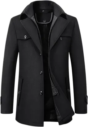 chouyatou Men's Winter Stylish Wool Blend Single Breasted Military Peacoat