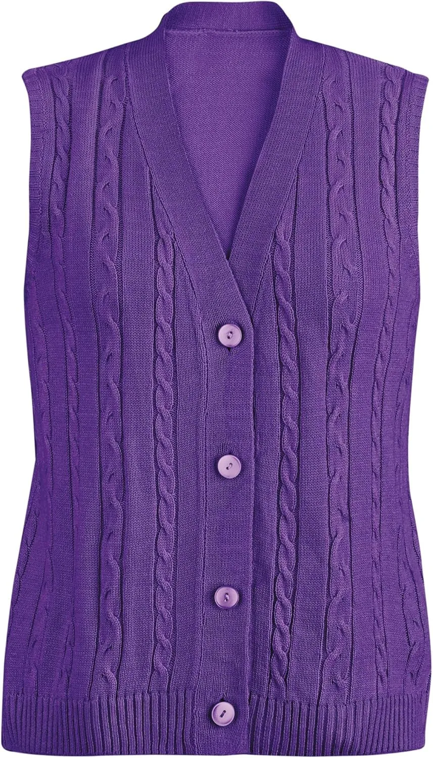 Collections Etc Stylish Cable-Knit Button Front Sweater Vest