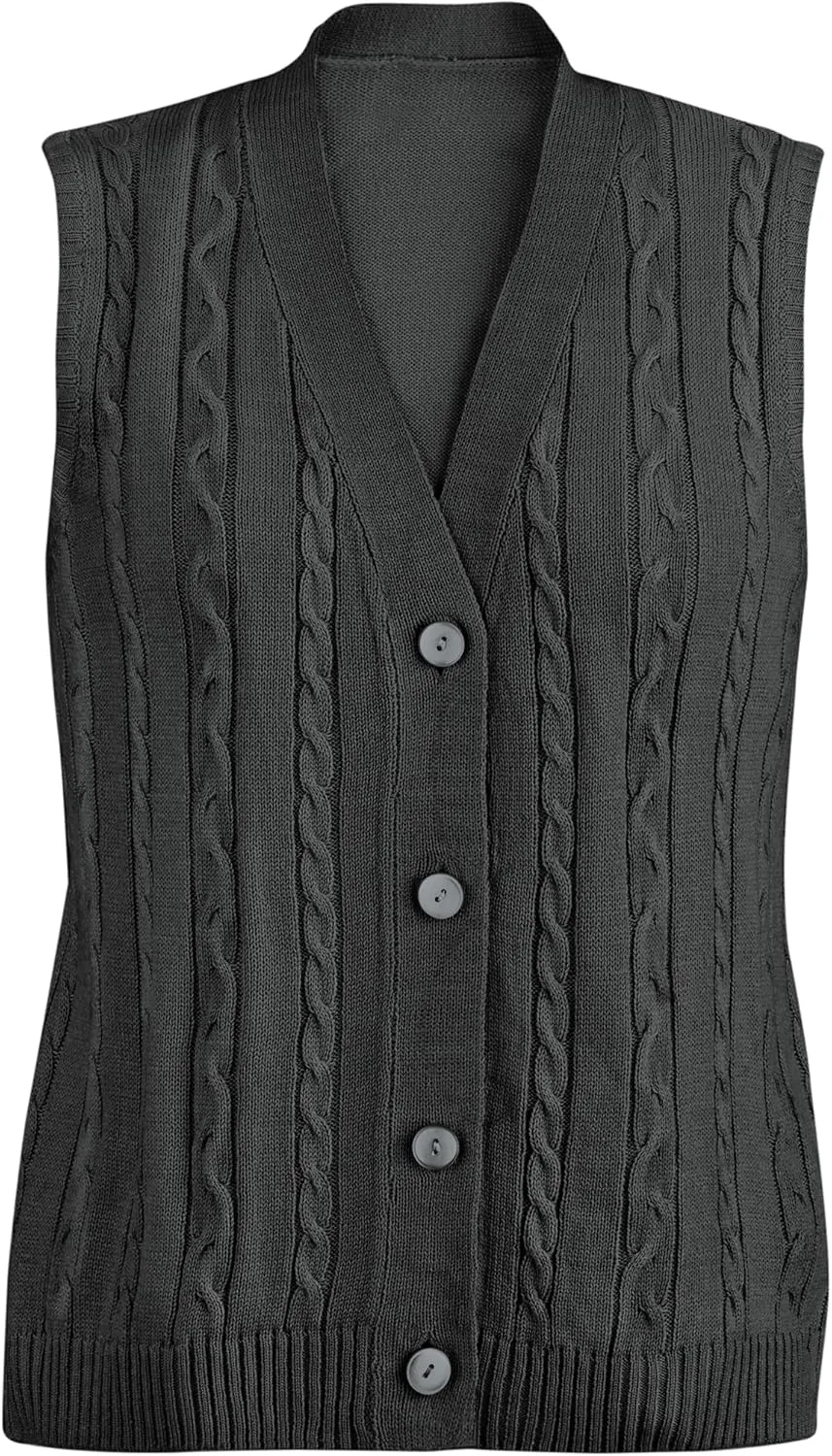 Collections Etc Stylish Cable-Knit Button Front Sweater Vest