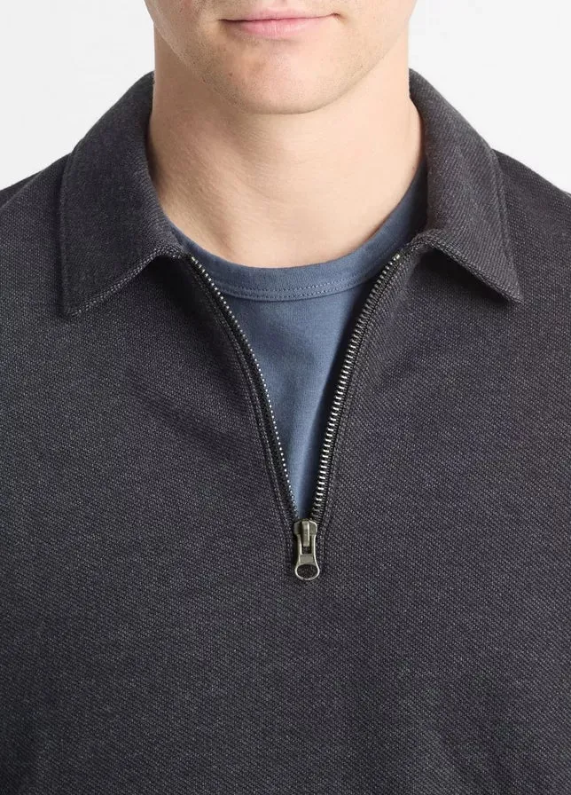 Diagonal Terry Quarter Zip Polo