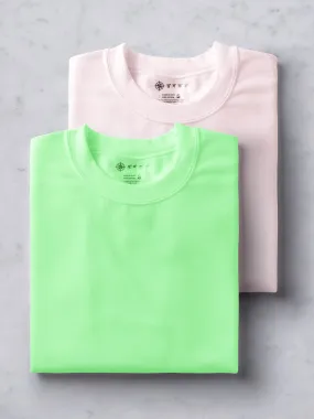 Electric Mint & Soft Pink T shirt Combo