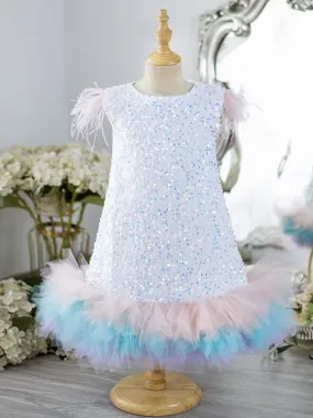 Elegant Sleeveless Feather Sequin Dress