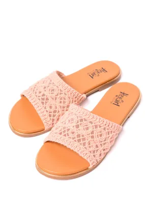 Hey Beach Crochet Flat Sandals in Pink