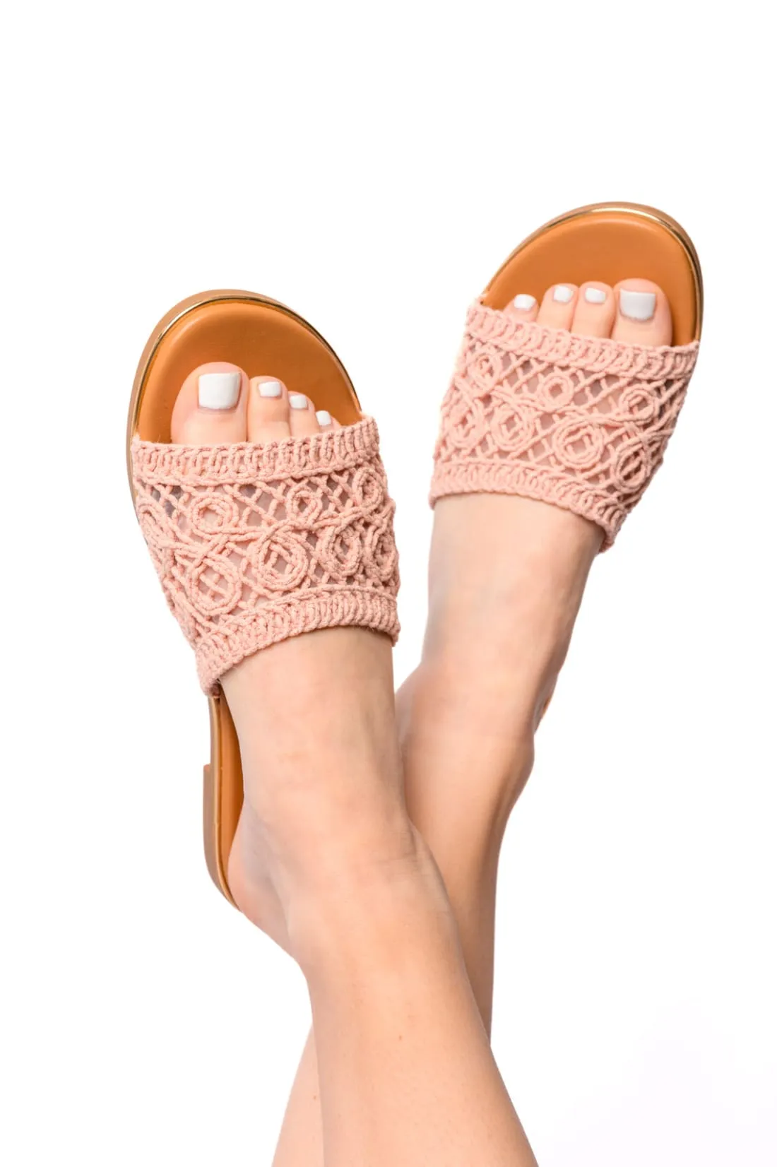 Hey Beach Crochet Flat Sandals in Pink