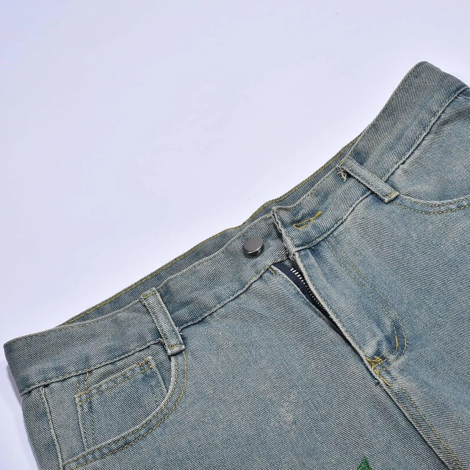 Jeans for Men Straight Fit Classic Graphic Denim Jeans Comfortable Flexible Pants Relaxed Wide Leg Denim Streetwear