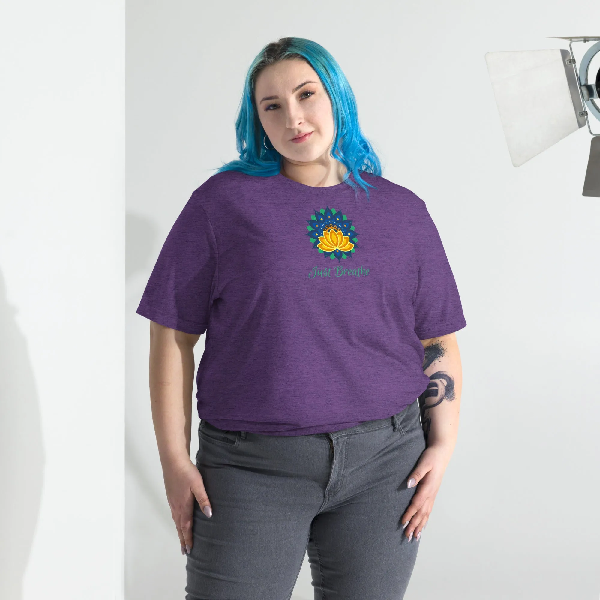 Just Breathe Lotus Mandala - Short sleeve t-shirt, comfy, soft, fitted look