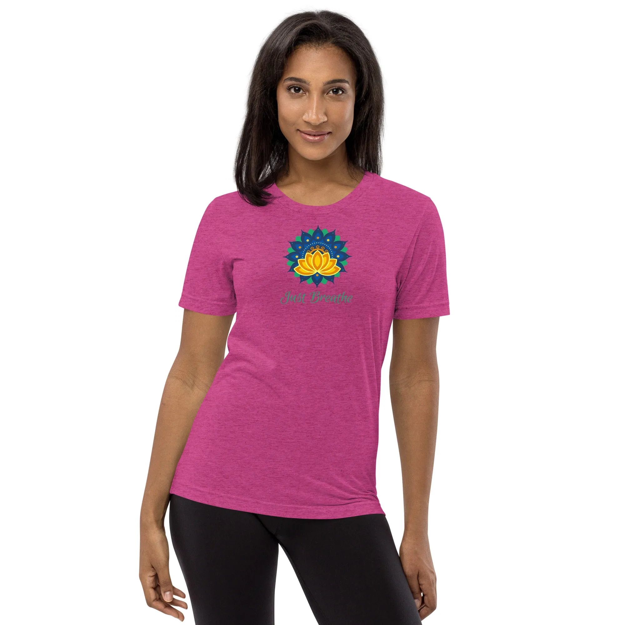 Just Breathe Lotus Mandala - Short sleeve t-shirt, comfy, soft, fitted look