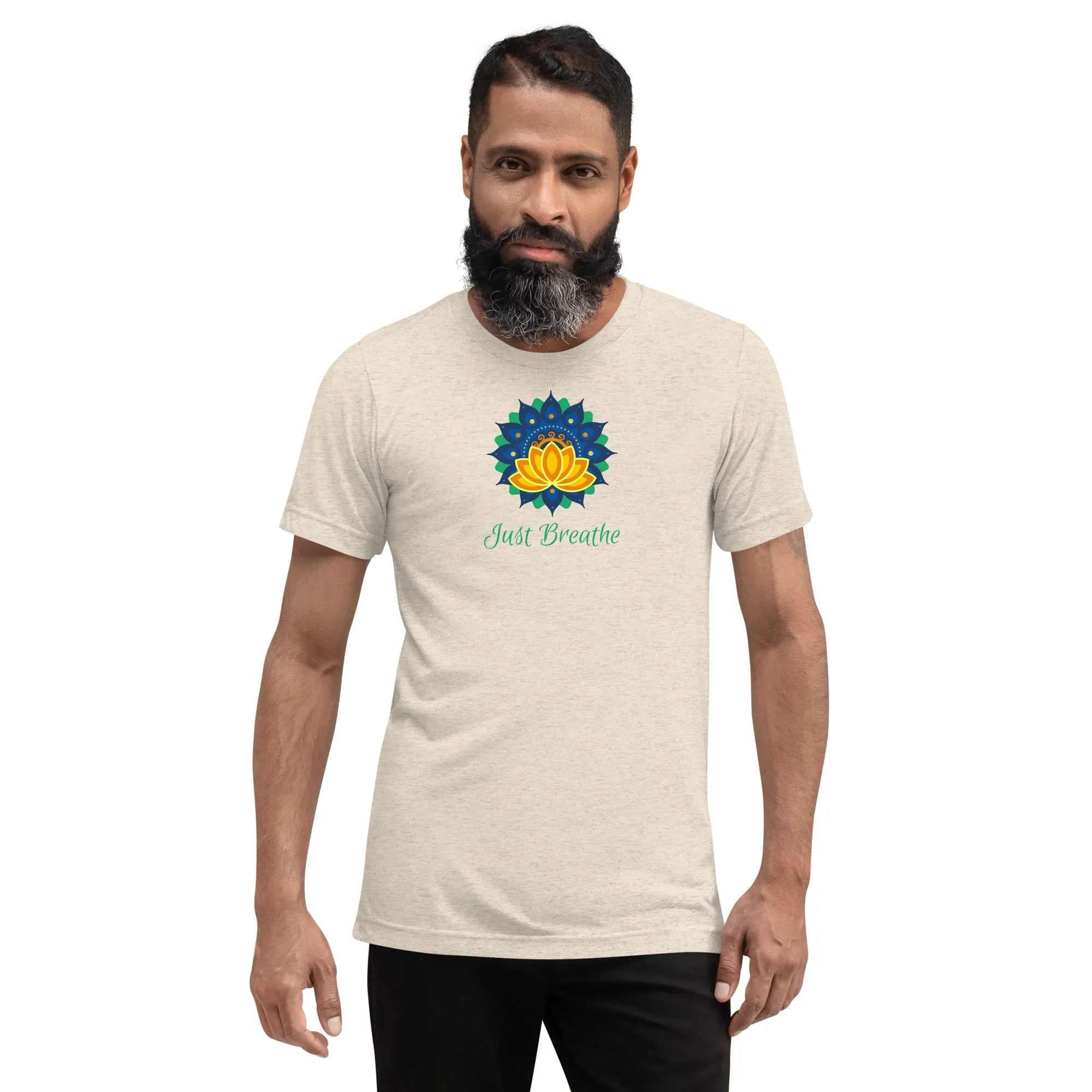 Just Breathe Lotus Mandala - Short sleeve t-shirt, comfy, soft, fitted look