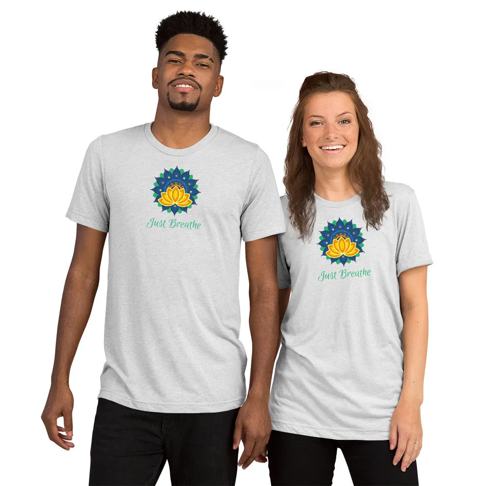 Just Breathe Lotus Mandala - Short sleeve t-shirt, comfy, soft, fitted look