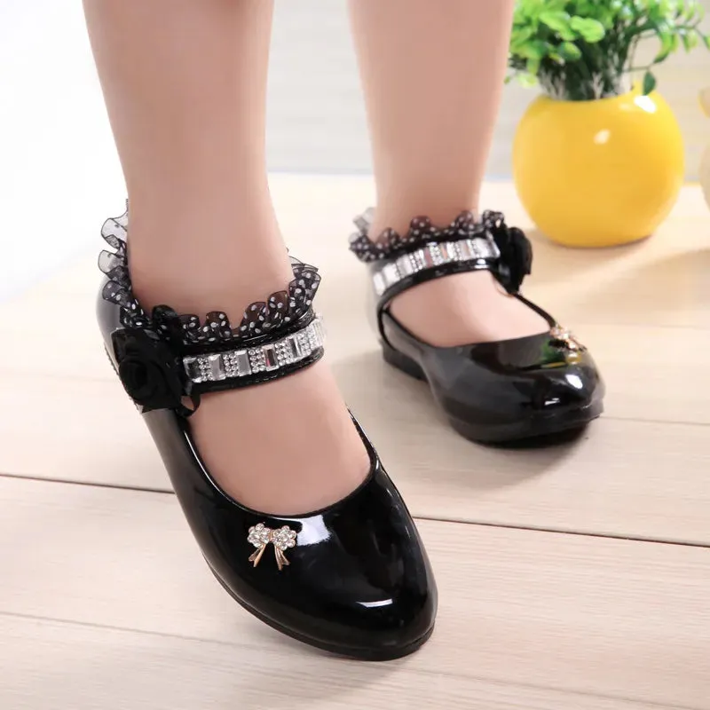 Kids Girls Elegant Beaded Princess PU Leather Sandals