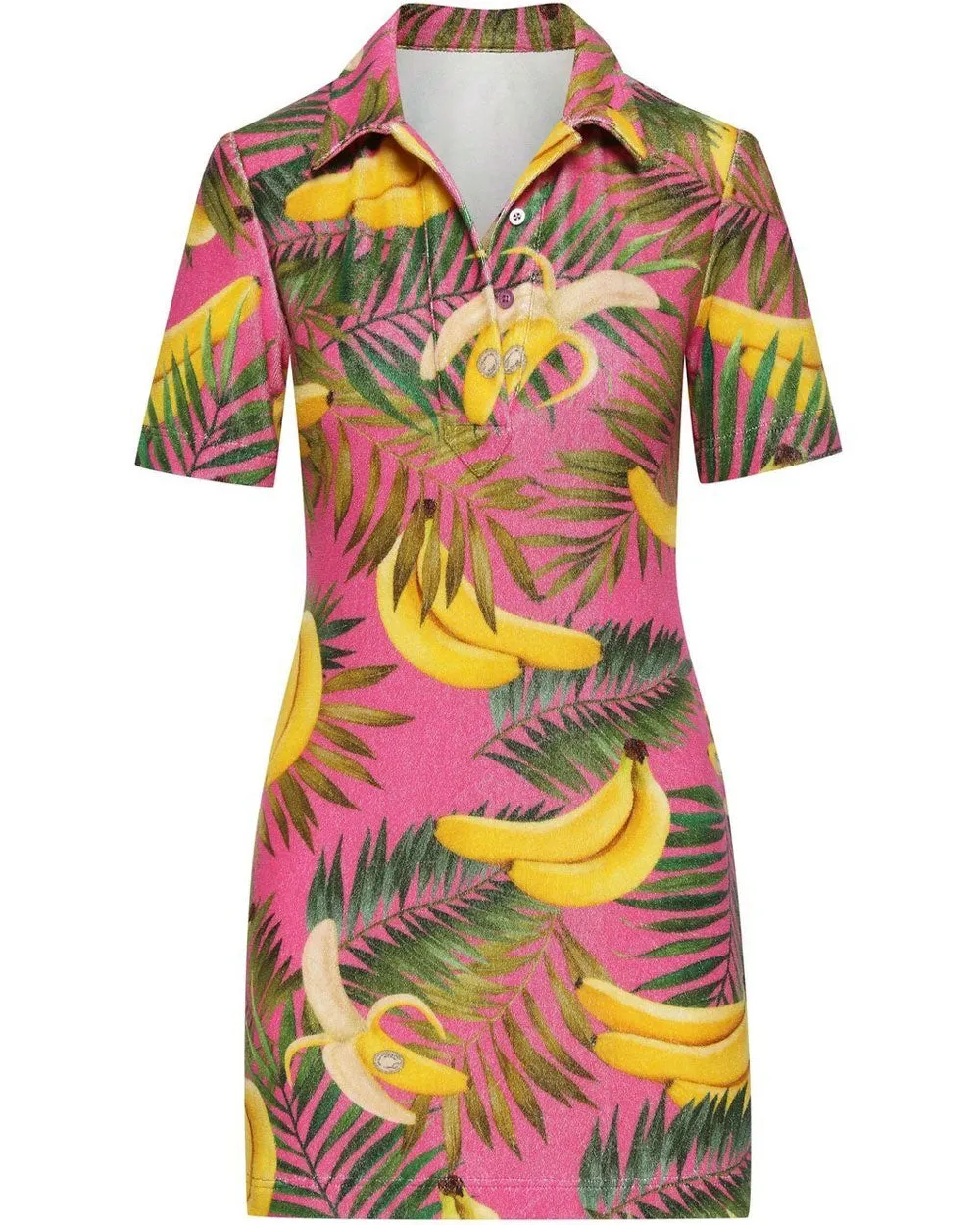 Lilac Banana Print Terry Polo Dress