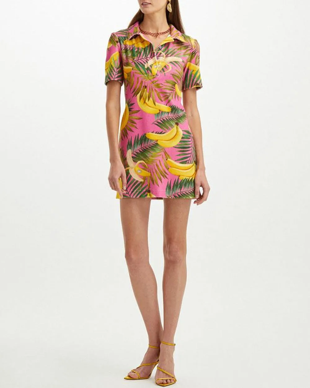 Lilac Banana Print Terry Polo Dress