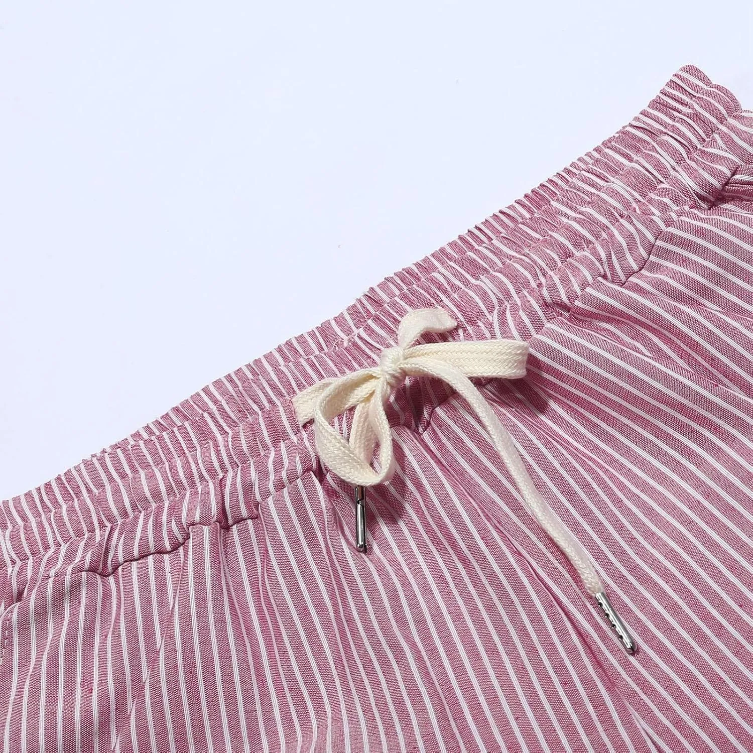 Linen Capris for Women Lightweight Summer Pants Drawstring Elastic Waisted Vacation Beach Linen Pants Casual Travel Trousers
