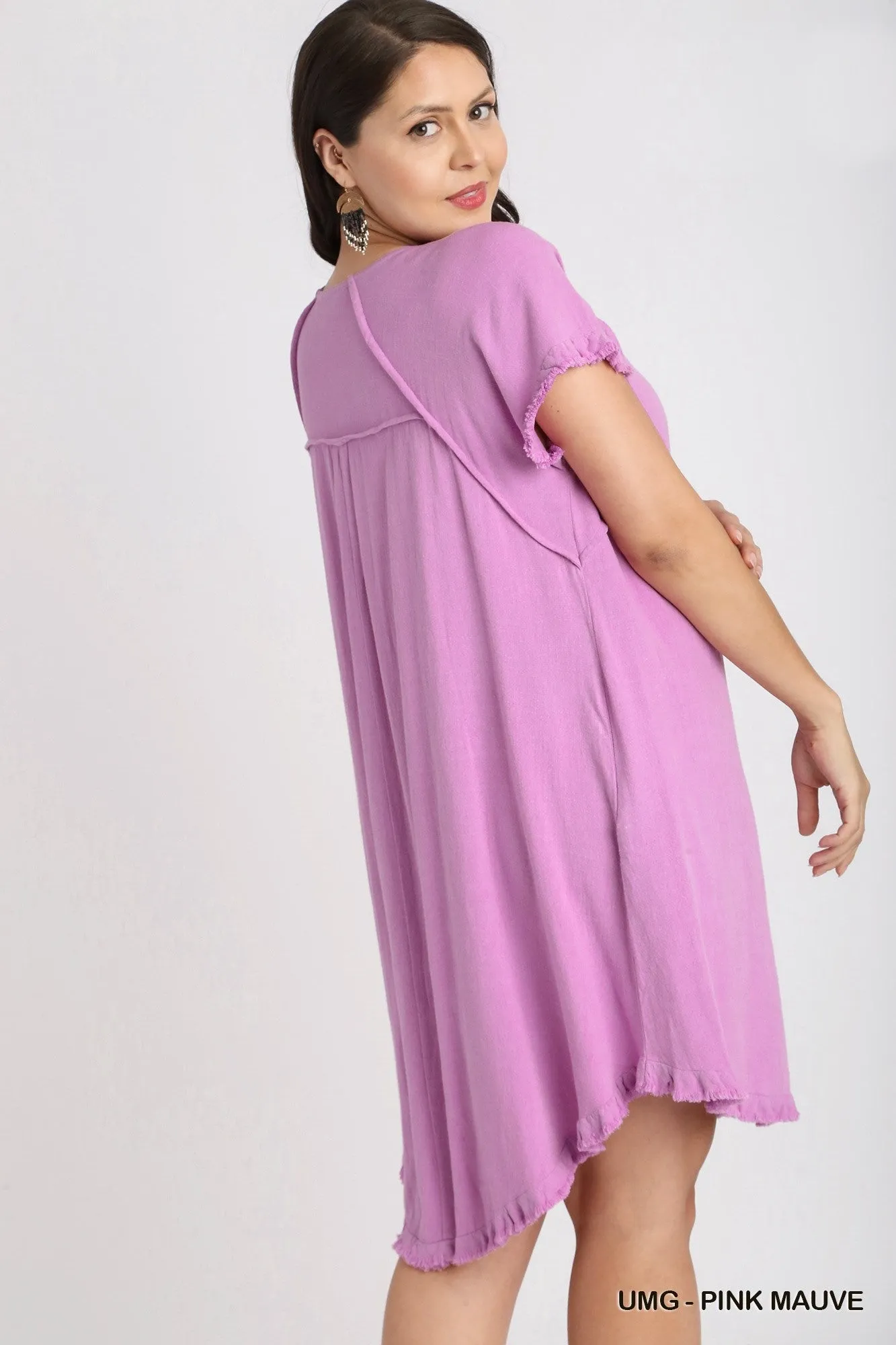 Linen Scoop Dress in Lavender