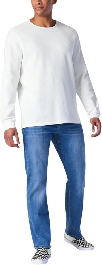 Mavi Matt Classic Men's Straight Leg Jeans, Mid-Rise Relaxed Fit Jeans for Men, Men's Sustainable Jeans, Light Brushed Feather Blue, Light Wash Blue Jeans, 30 x 32