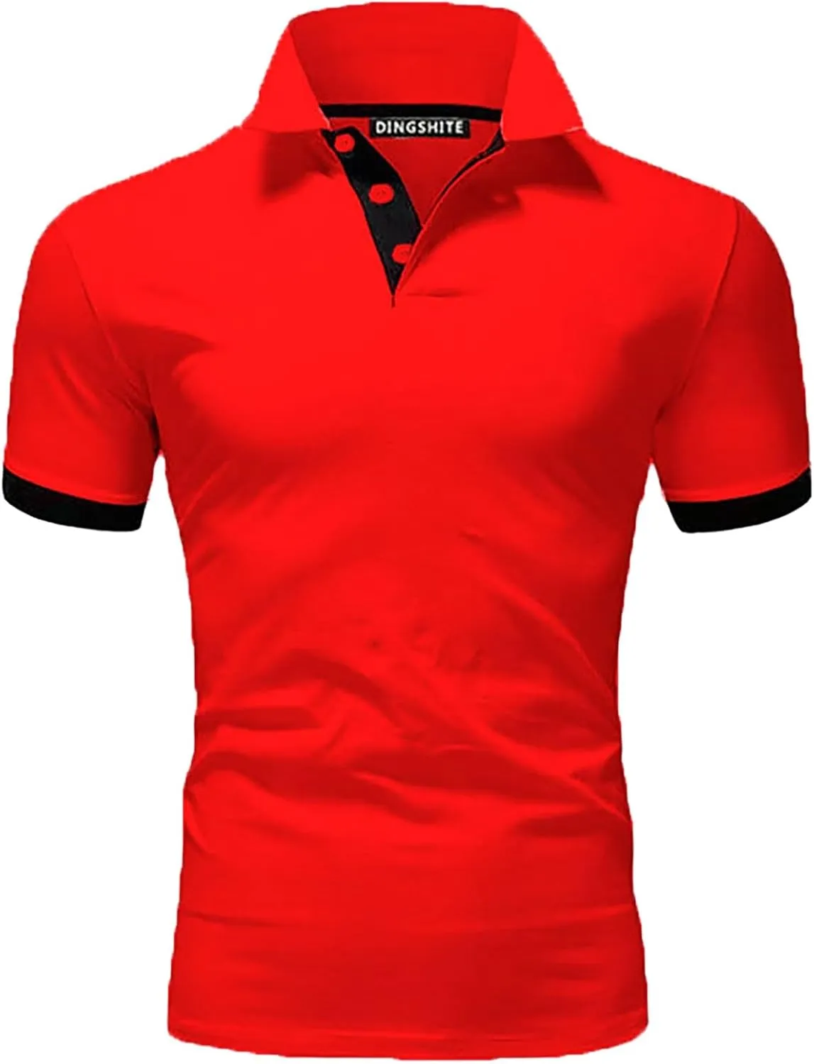 Men Polo Shirt Slim Fit Short Sleeve Cotton Golf Shirt Solid Performance Casual T-Shirts Lapel Collared Work Shirts
