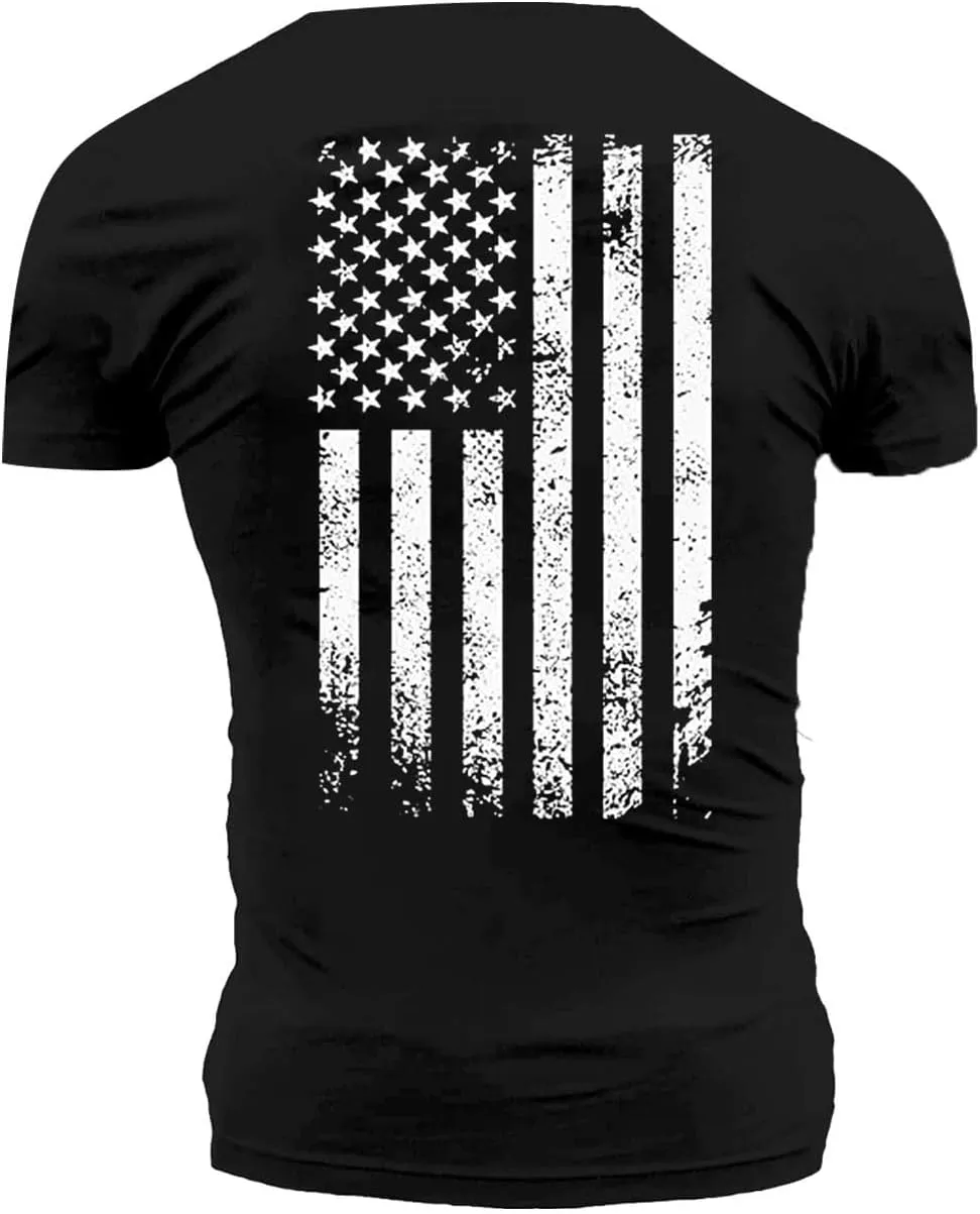 Men's American Flag Print T-Shirt Short Sleeve Muscle Workout Tee Shirt Patriotic Independence Day 4th of July Tops