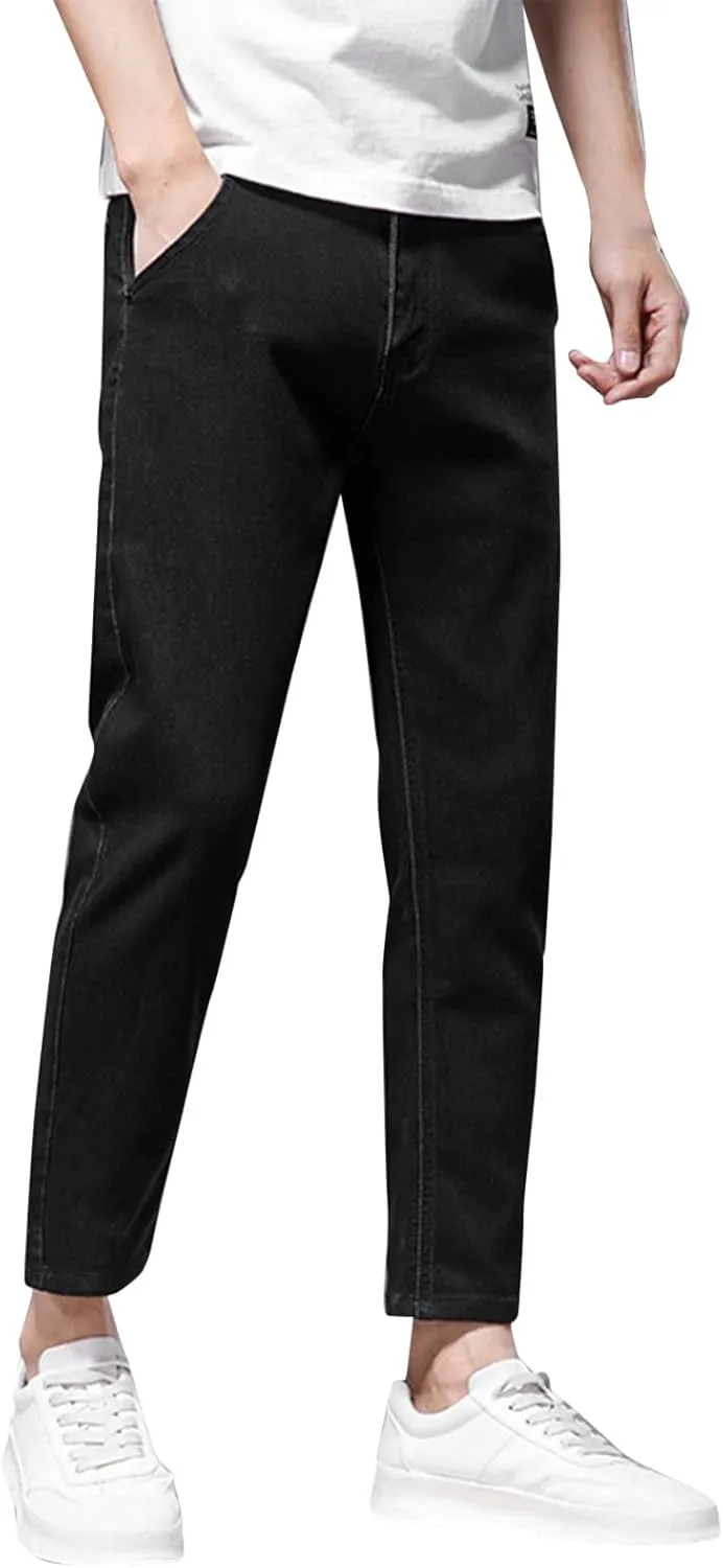Mens Autumn Winter Casual Pant Sports Pants With Pocket Fashion Jeans Nine Points Pants Jeans Relaxed Fit