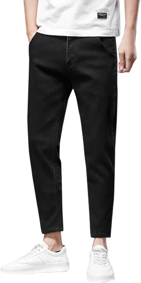 Mens Autumn Winter Casual Pant Sports Pants With Pocket Fashion Jeans Nine Points Pants Jeans Relaxed Fit