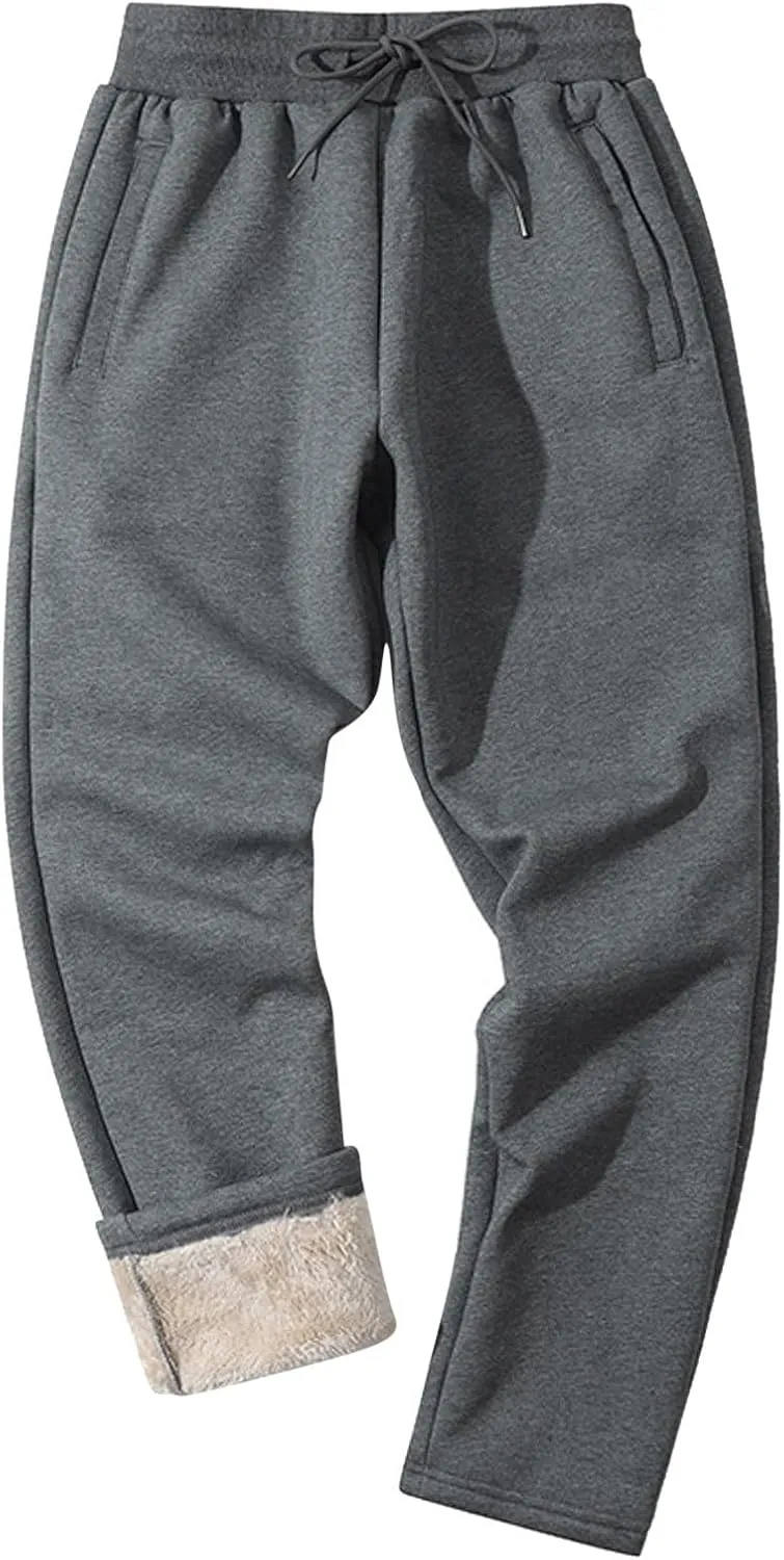 Mens Casual Cotton Sweatpants Breathable Comfy Joggers Sports Pants Fall Winter Long Trousers with Pockets