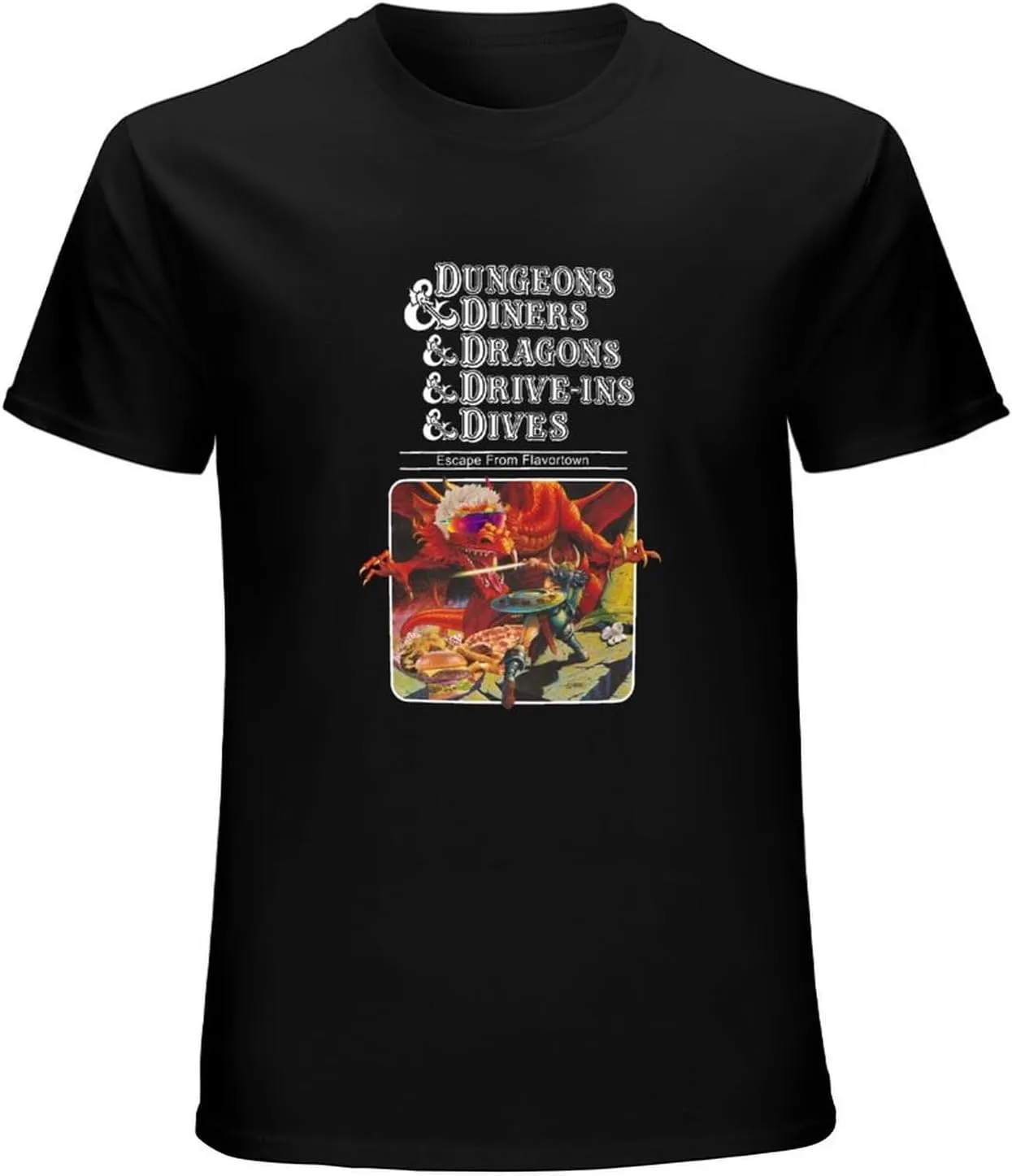 Men's Dungeons & Diners & Dragons & Drive-Ins & Dives T-Shirt Feel Soft Black