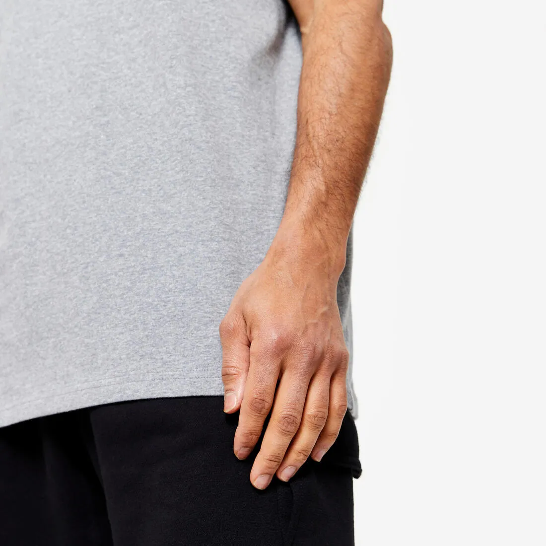 Men's Fitness T-Shirt 500 Essentials - Ice