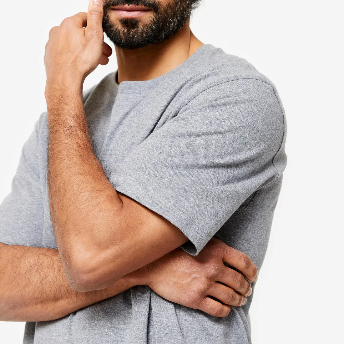 Men's Fitness T-Shirt 500 Essentials - Ice