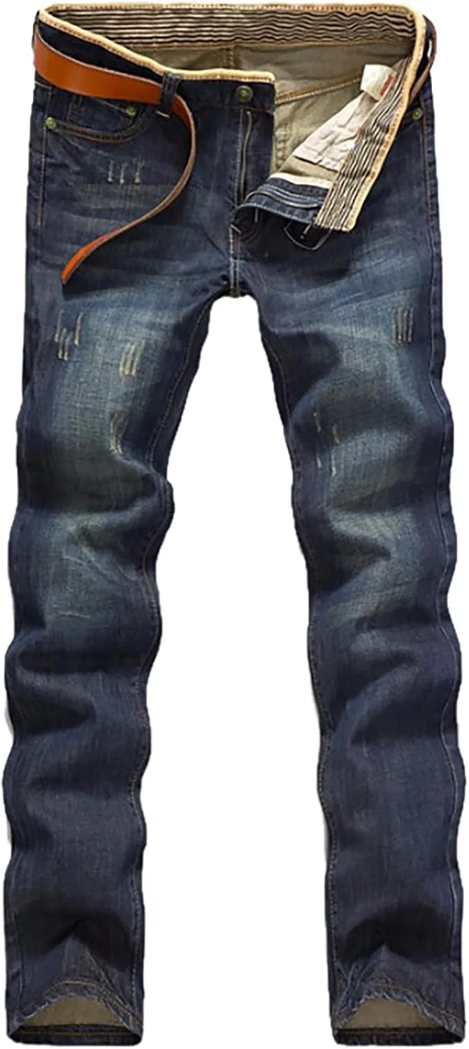 Men's Jeans Comfort Stretch Denim Straight Leg Relaxed Fit Jeans Boys Winter Clothes Size 6