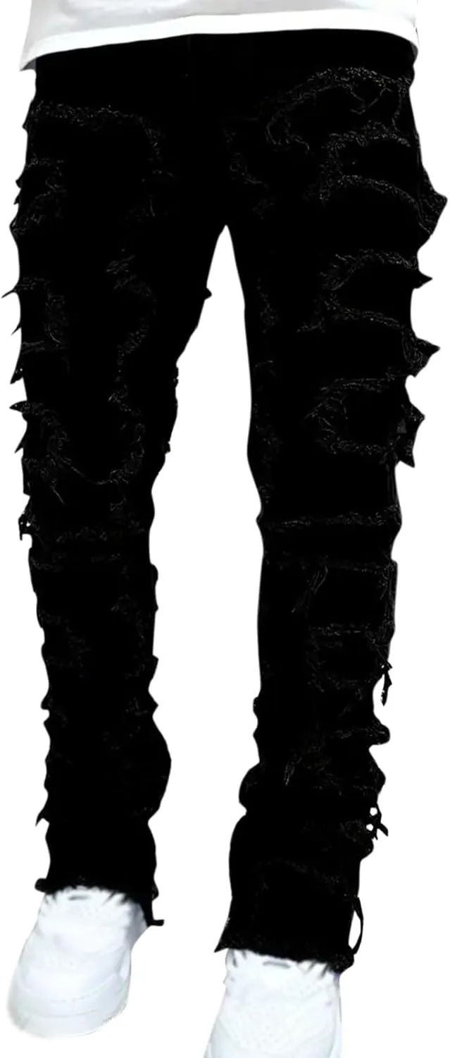 Men's Light Wash Slim Straight Stretch Denim Jeans 70s Disco Relaxed Fit Work Bottom Jeans for Men