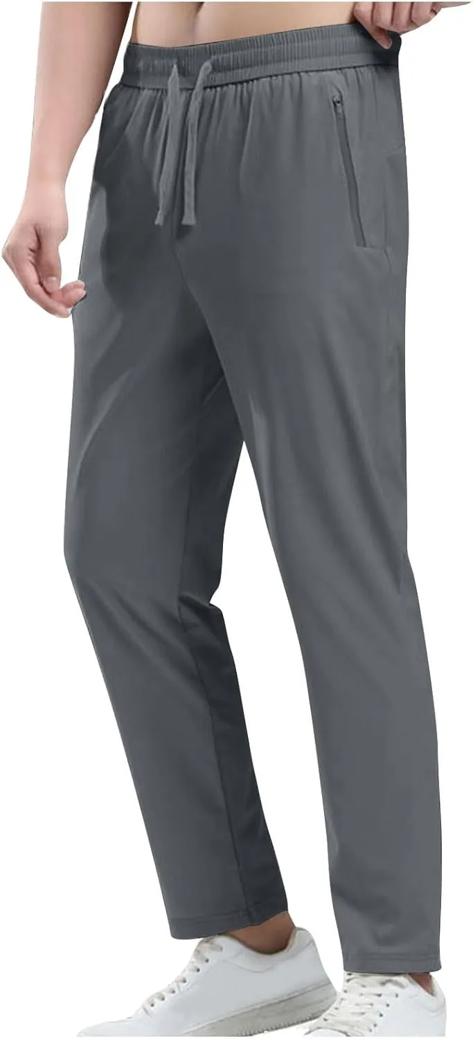 Men's Lightweight Hiking Pants Quick Dry Stretch Active Joggers Breathable Athletic with Zipper Pockets