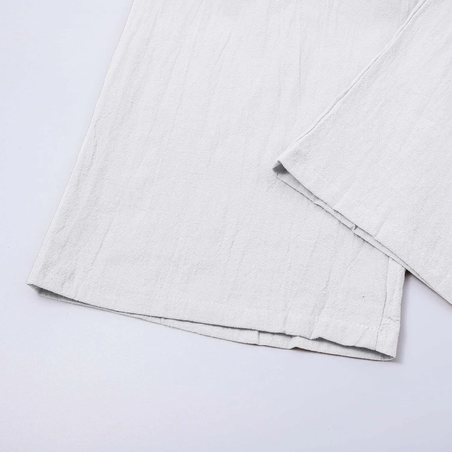 Mens Linen Beach Pants Big Tall Casual Elastic Waist Summer Beach Pants Lightweight Breathable Yoga Vacation Trouser
