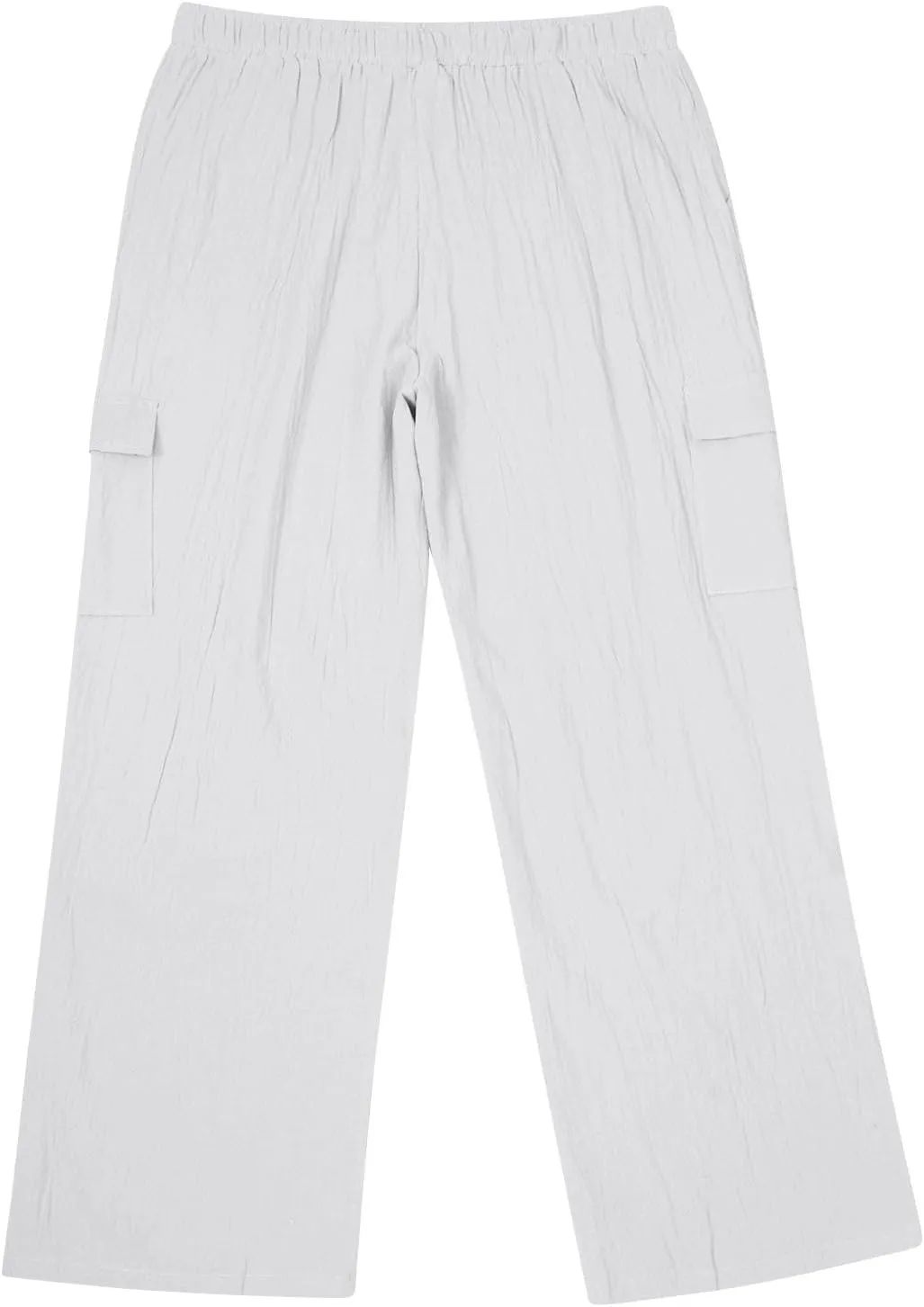 Mens Linen Beach Pants Big Tall Casual Elastic Waist Summer Beach Pants Lightweight Breathable Yoga Vacation Trouser