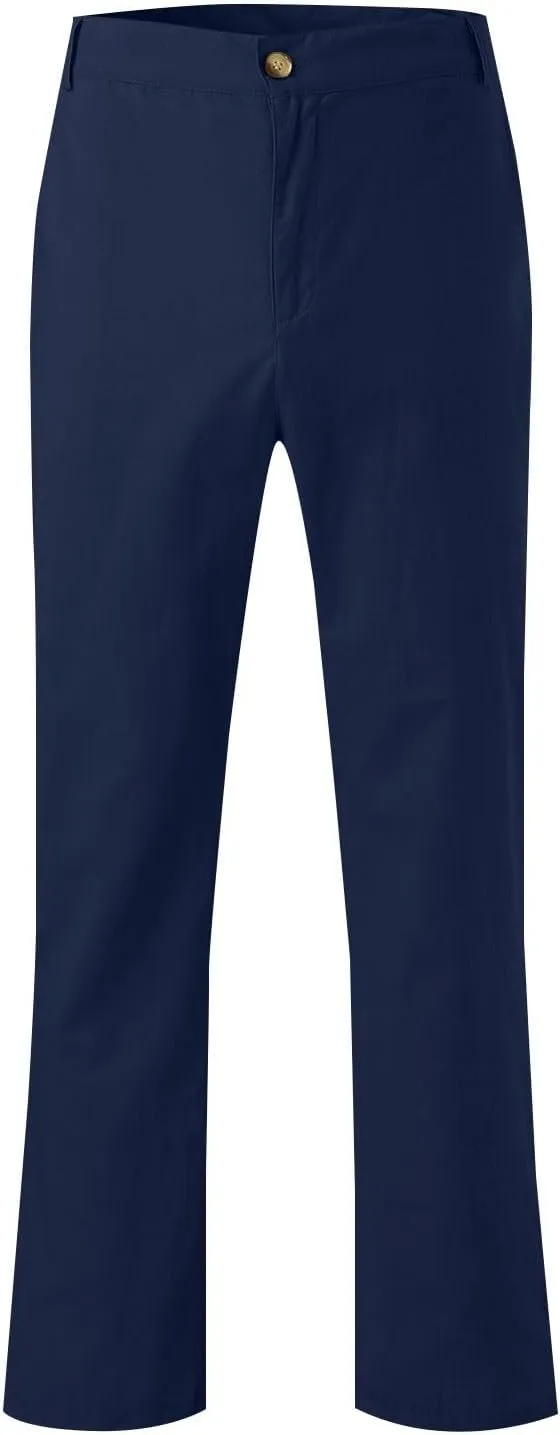 Mens Linen Pants Big and Tall Casual Elastic Waist Summer Beach Pants Lightweight Breathable Yoga Vacation Trousers