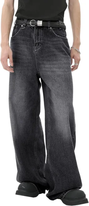 Mens Loose Fit Y2K Skateboard Denim Pants Relaxed Hip Hop Jeans Vintage Baggy Straight Leg Jeans