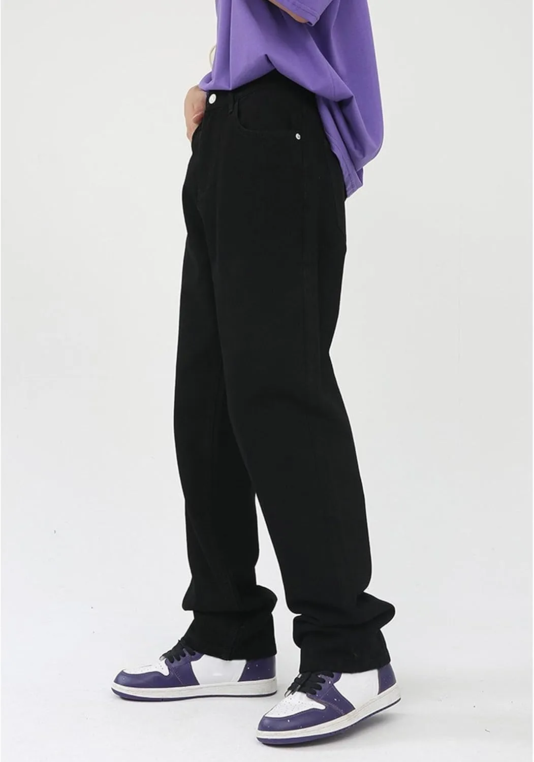 Mens Loose Fit Y2K Skateboard Denim Pants Relaxed Hip Hop Jeans Vintage Baggy Straight Leg Jeans
