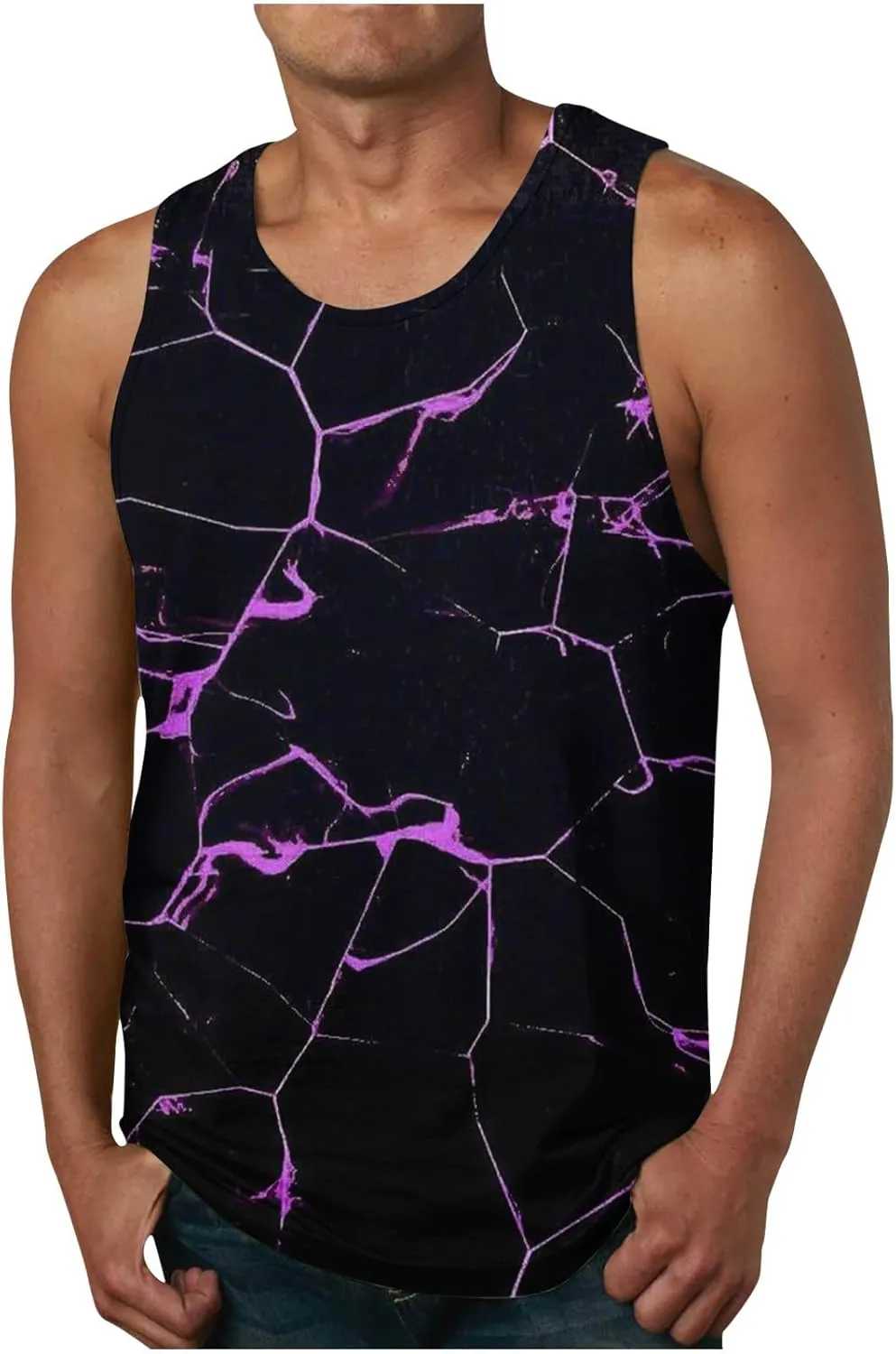 Mens Novelty Tank Top Cool Design 3D Graphic Breathable Quick Dry Workout Undershirts Casual Sleeveless Summer Top