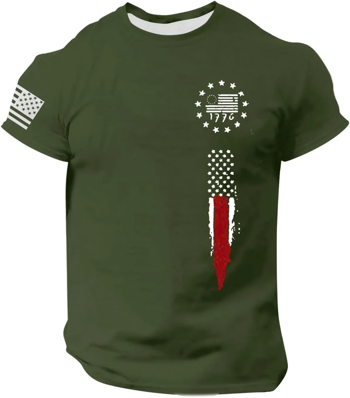 Men's Shirt Sleeve 1776 USA Flag Graphic Dry Fit Cotton Breathable T-Shirts American Shirts