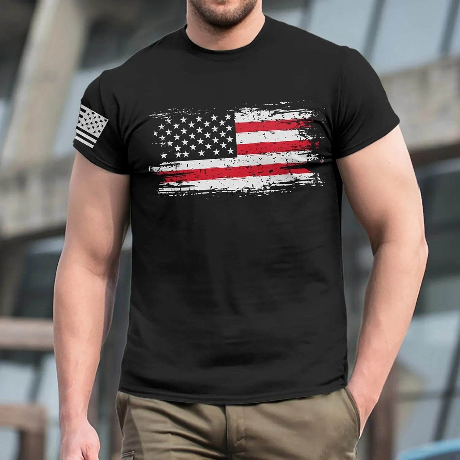 Men's Shirt Sleeve 1776 USA Flag Graphic Dry Fit Cotton Breathable T-Shirts Patriotic Shirts