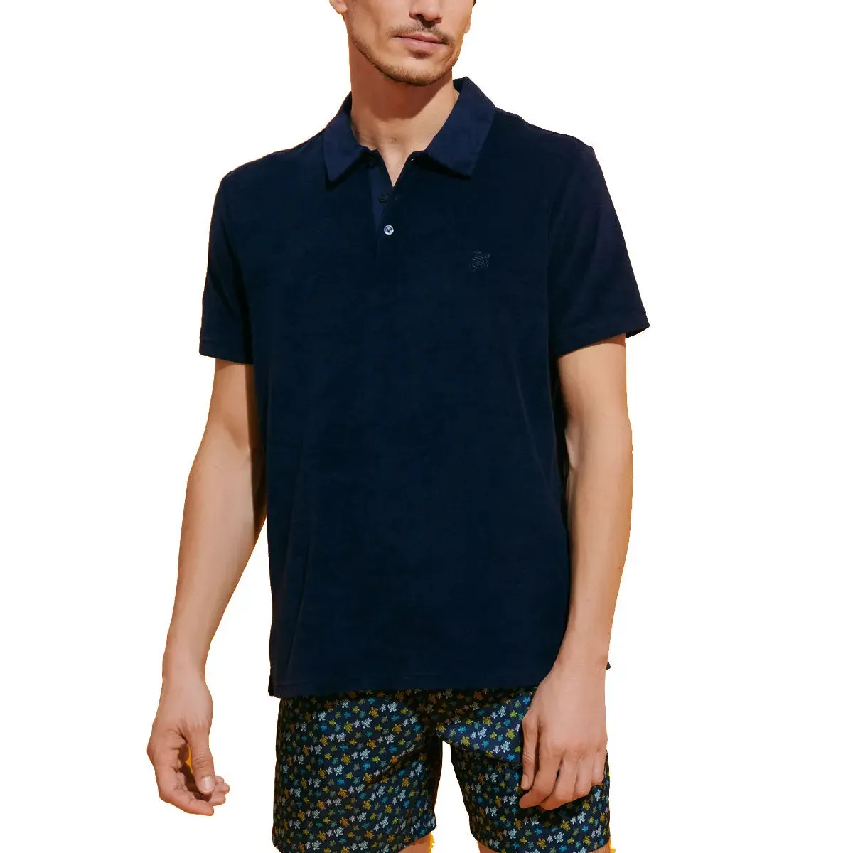 Navy Logo Terry Polo Shirt