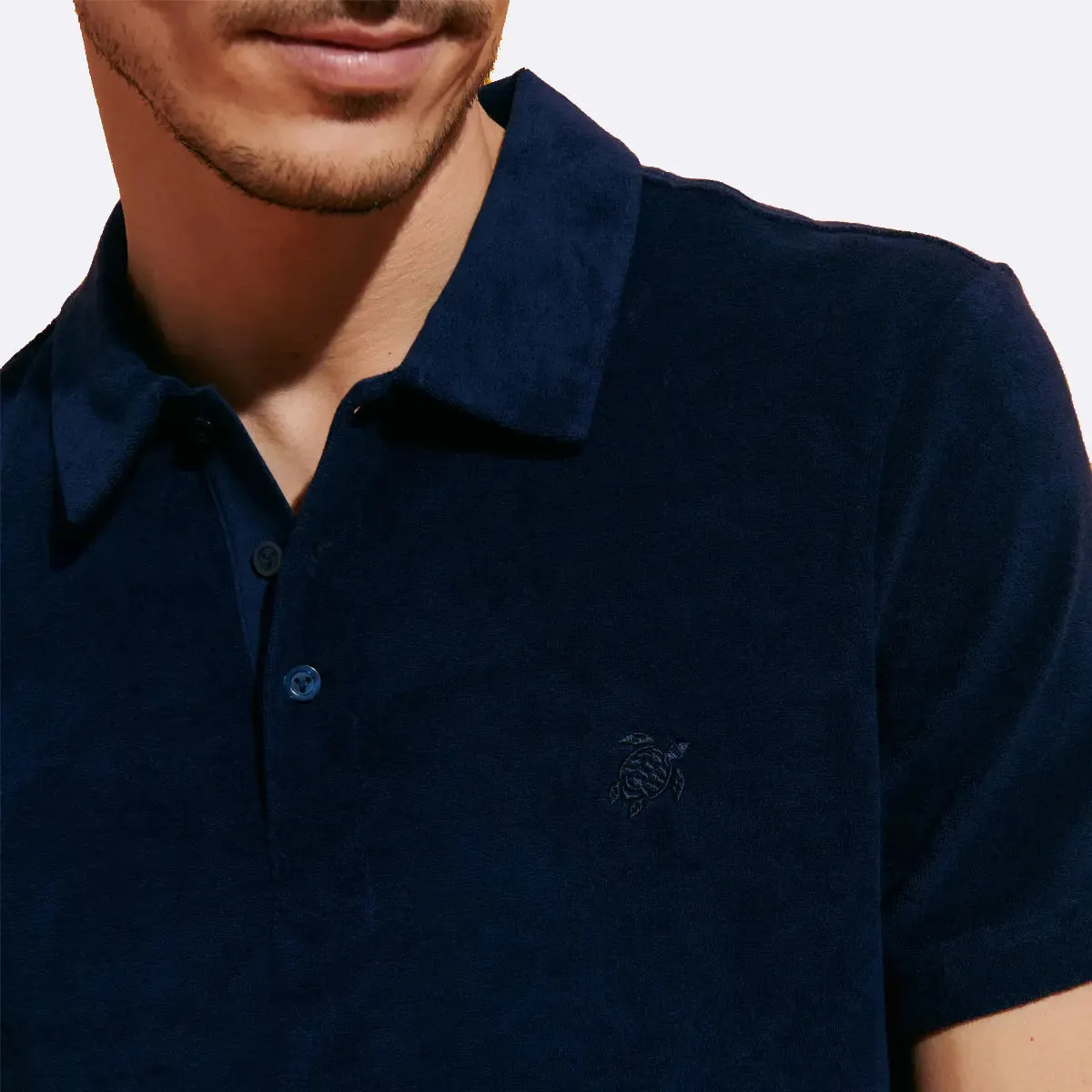 Navy Logo Terry Polo Shirt