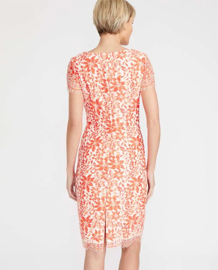 Orange Floral Lace Dress