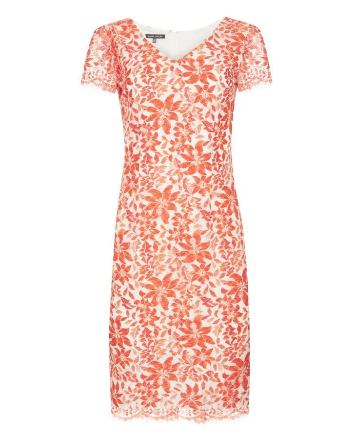 Orange Floral Lace Dress